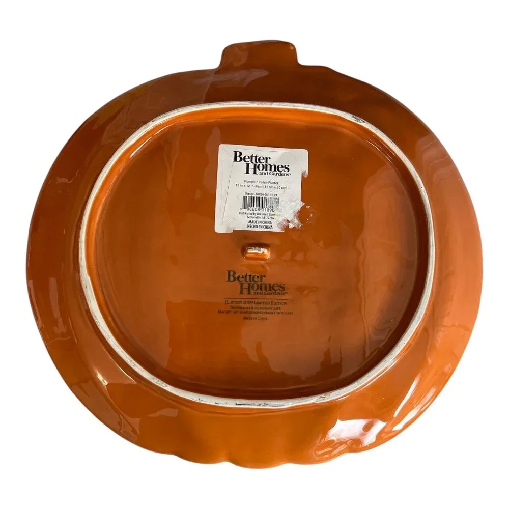 Better Homes and Gardens Pumpkin Patch Platter 13 x 12 Orange Harvest 2009 Limit